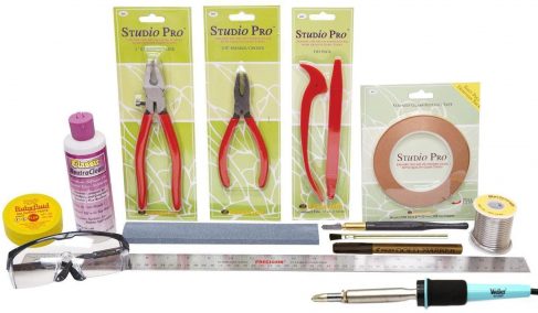 Stained Glass Kit,Stained Glass Starter Kit,Professional Start up Set,with  Glass Grinder Machine Glass Cutter Tool Kit Soldering Iron Kit Copper Foil
